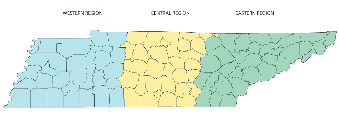 Map of Tennessee counties